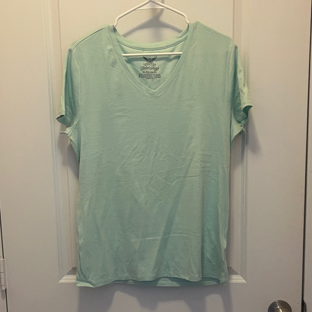 (NWT) Faded Glory Mint Green V-Neck Tee